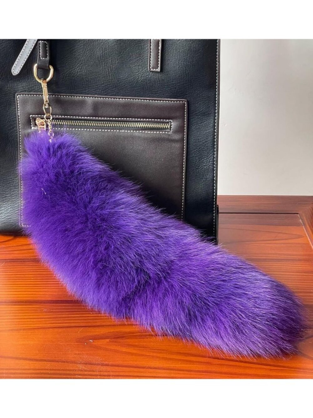 Women's Purple Pendant Cosplay Costume Halloween Furry Tails Keychain Handbag - Picture 3 of 6